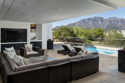 Covered patio with built-in braai